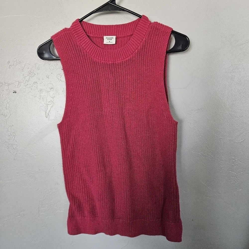 Abercrombie & Fitch Women's Medium Fuchsia Magenta Pink Knit Sleeveless Sweater